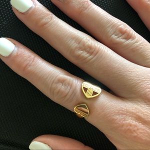 Tory Burch Double Heart Gold Ring